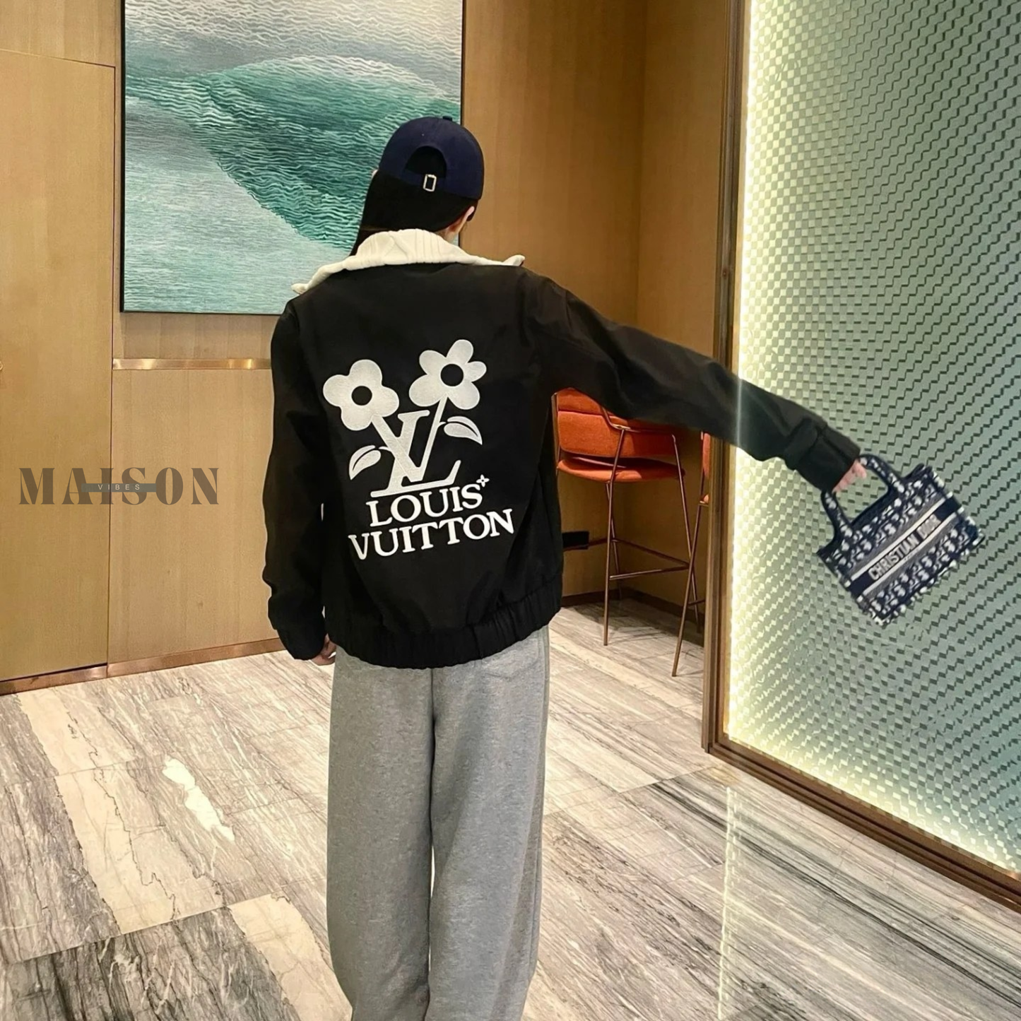 BY TYLER THE CREATOR KNITTED COLLAR EMBROIDERED TECHNICAL BLOUSON BLACK