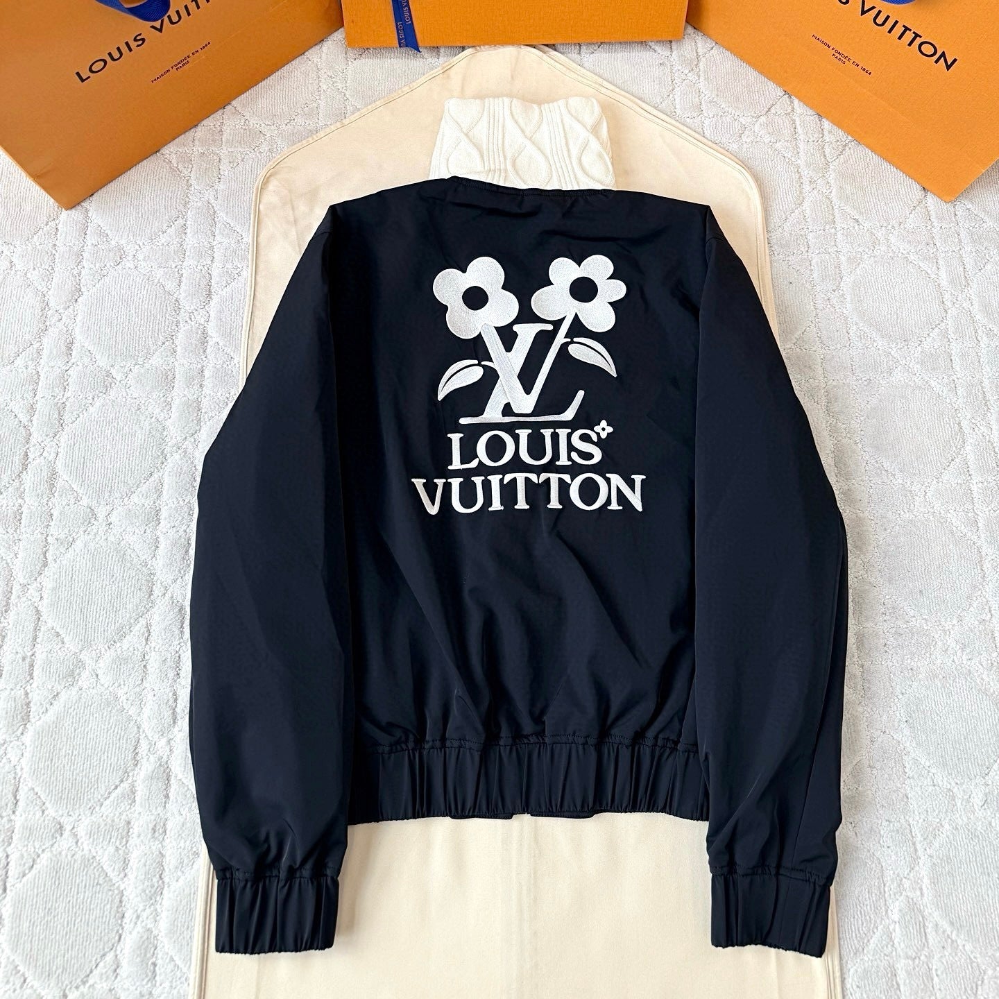 BY TYLER THE CREATOR KNITTED COLLAR EMBROIDERED TECHNICAL BLOUSON BLACK