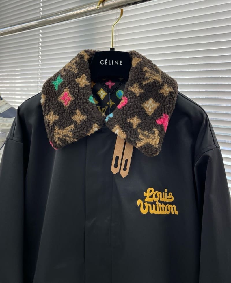 LV By Tyler, The Creator Cotton Aviator Jacket With Monogram Fleece Collar Black