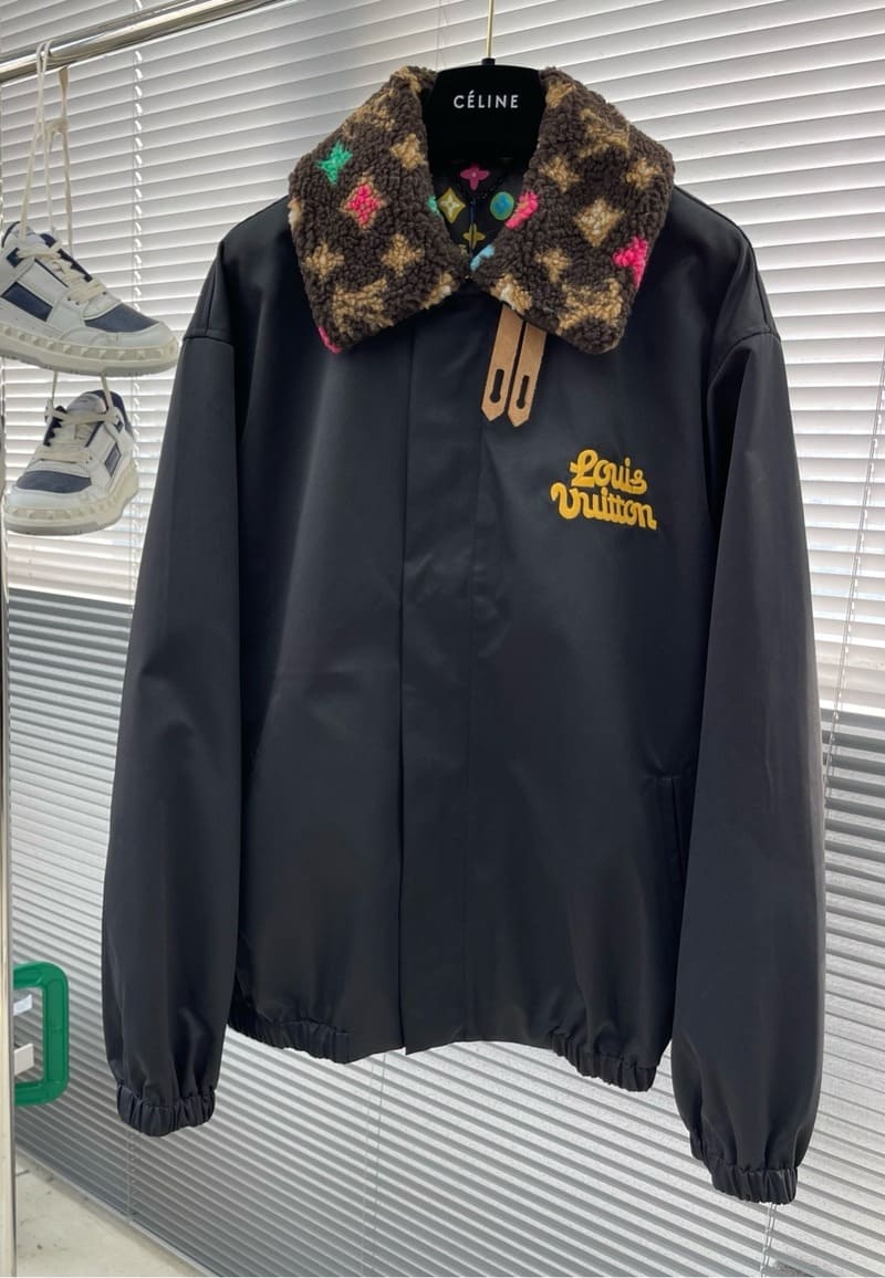 LV By Tyler, The Creator Cotton Aviator Jacket With Monogram Fleece Collar Black